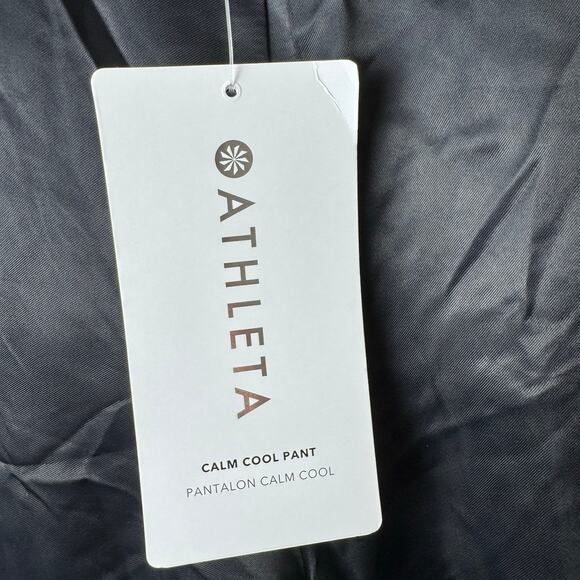 NWT Athleta Pantalon Calm Cool Pant Women’s Size Medium Black Palazzo Silky - Picture 3 of 13